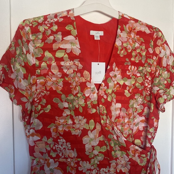 J. Jill Medium Petite Floral Print Tie Dress - Picture 2 of 9